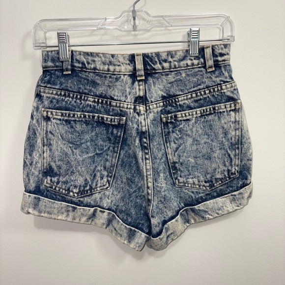 American Apparel High-Waisted Acid Wash Jean Shorts - Picture 5 of 7